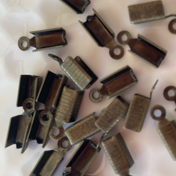50 Fold Over Cord End Findings in Antique Brass Tone for Jewelry Craft Making - Picture 2 of 5